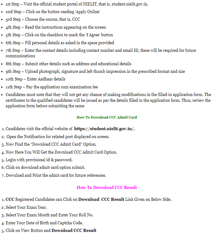 nilet CCC Admit Card