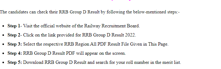 Railway Group D Result 2022
