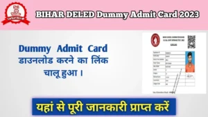 Bihar Deled Dummy Admit card
